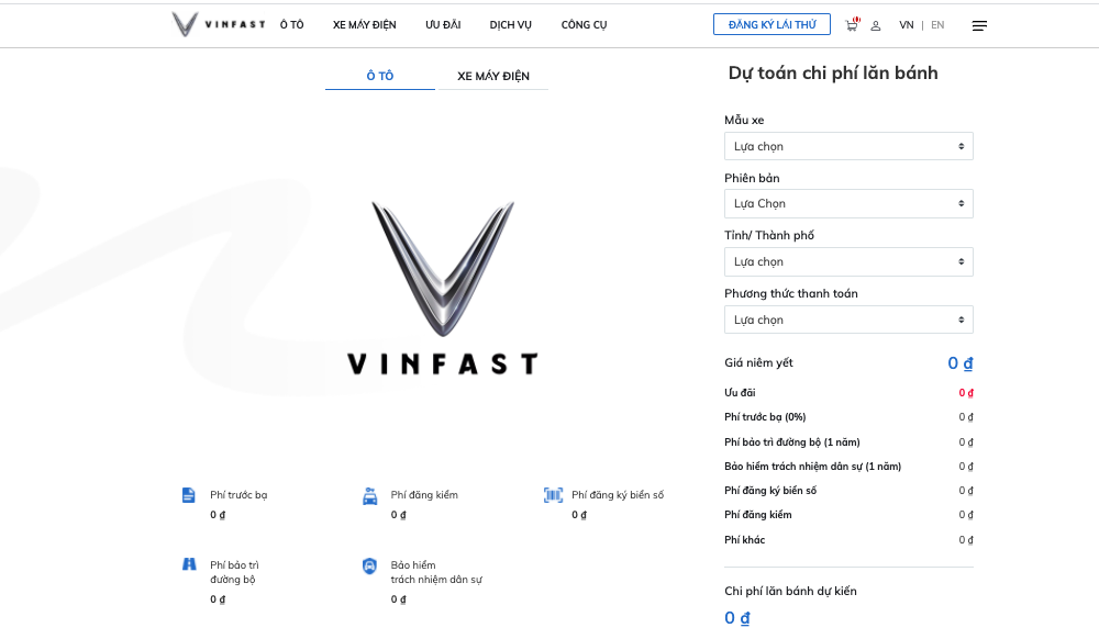 Giá lăn bánh VinFast Lux SA2.0